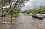 بارش باران و سیلابی شدن خیابان‌های اردبیل