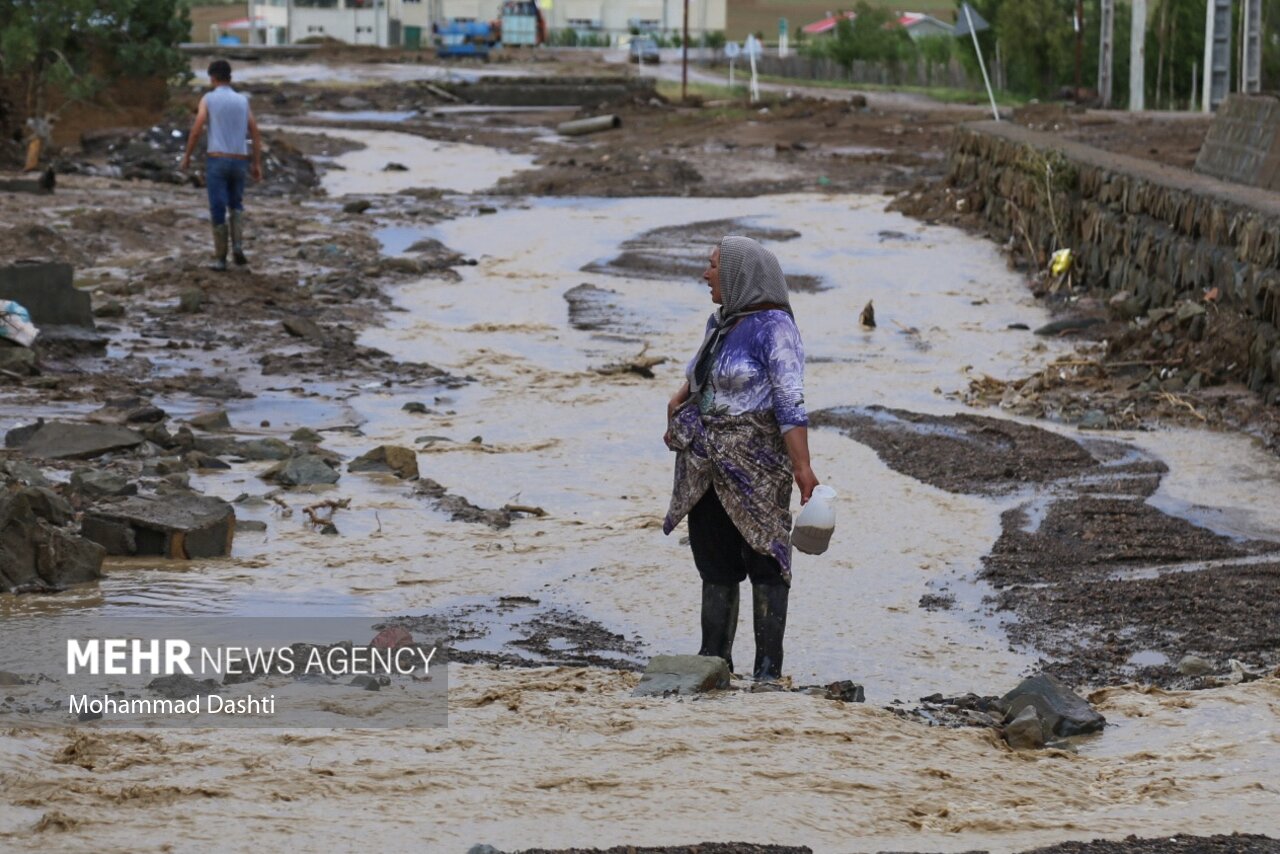 خسارت سیل در روستای گیلارلو شهرستان گرمی