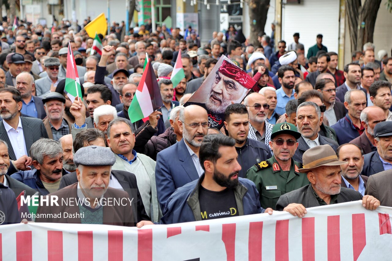 راهپیمایی مردم اردبیل در حمایت از مردم فلسطین